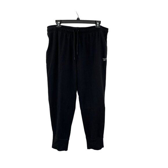 Reebok Mens Black Sweatpants XXL Used Cotton Blend Joggers Zip Pockets - Picture 1 of 14